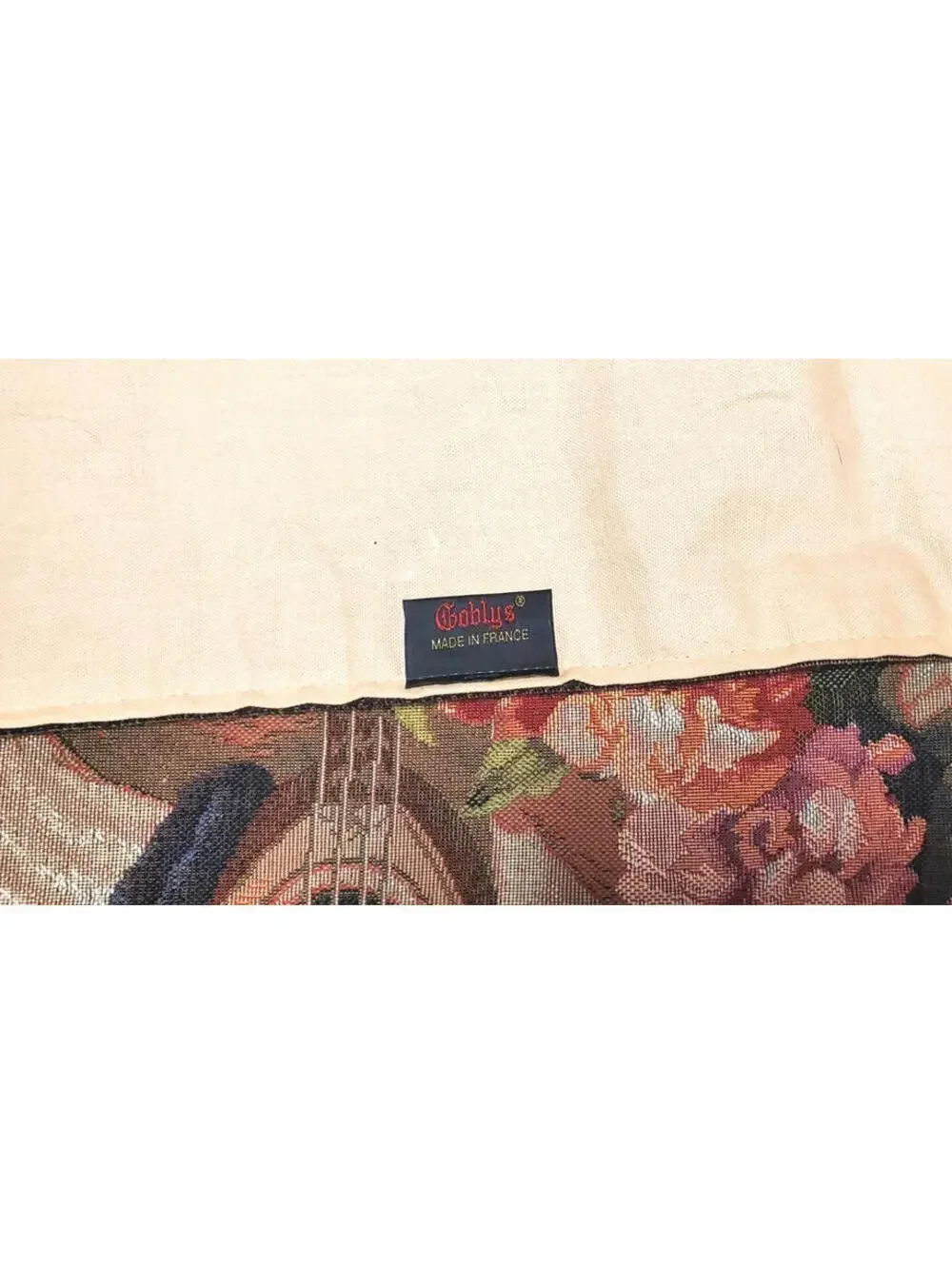 Vintage French Large Tapestry Wall Lined Hanging Gobley's Mandolin